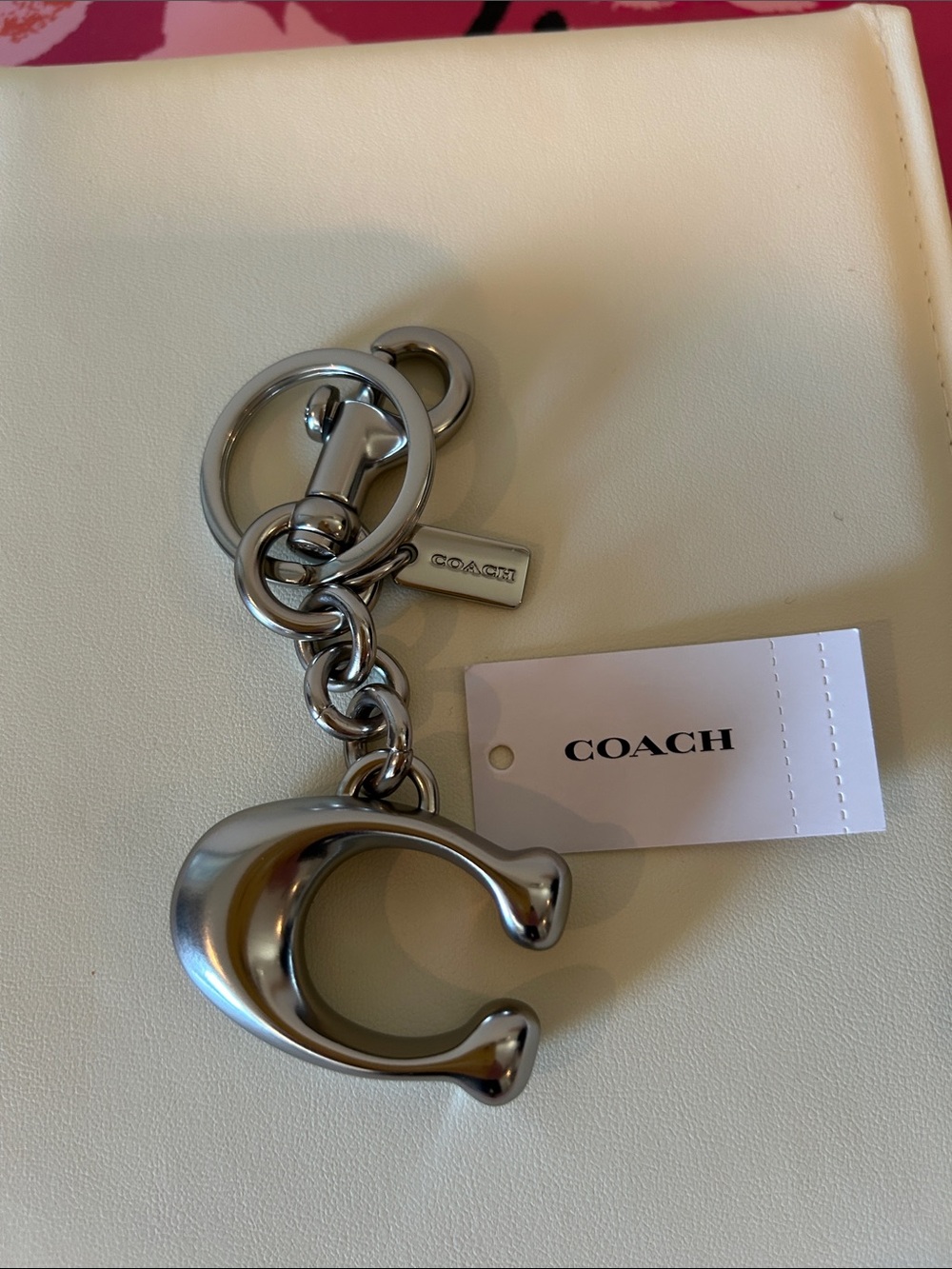 COACH Silver-Tone Large 'C' Keyring & Bag Charm